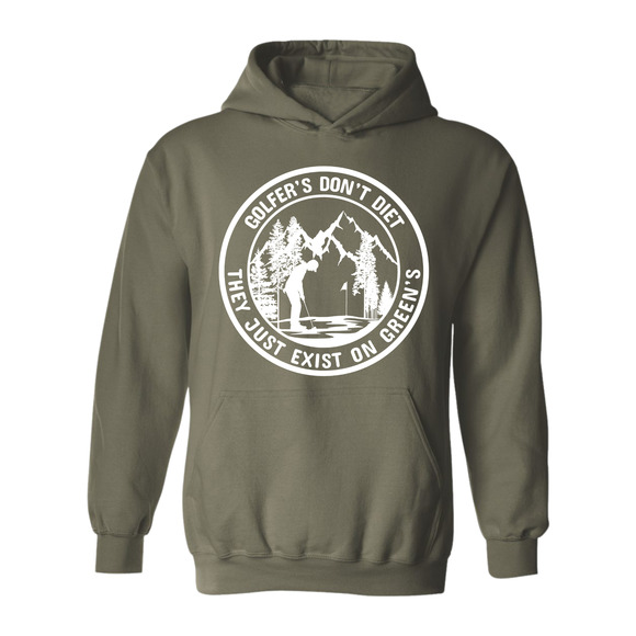 Golf Hoodie Golfers Don't Diet On Greens Funny Man Putting Golfing Sweatshirt - Picture 5 of 13
